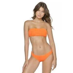 NWT PQ SWIM Papaya Reef Smocked Teeny Bikini Bottom Womens PilyQ Size S MSRP $88